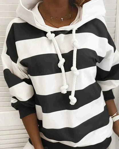 Frauen Hoodie Herbst Gestreift Modern