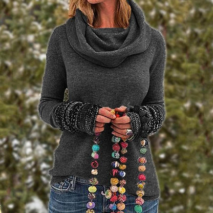 Weicher Strickpullover Lockerer Style Rollkragen