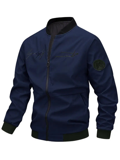 Herren Lederjacke Bestickt Elegant