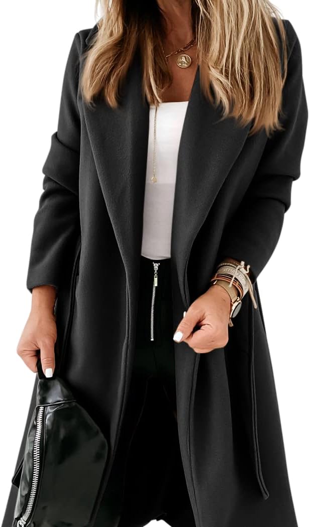 Damen Mantel Elegant Reverskragen Offen