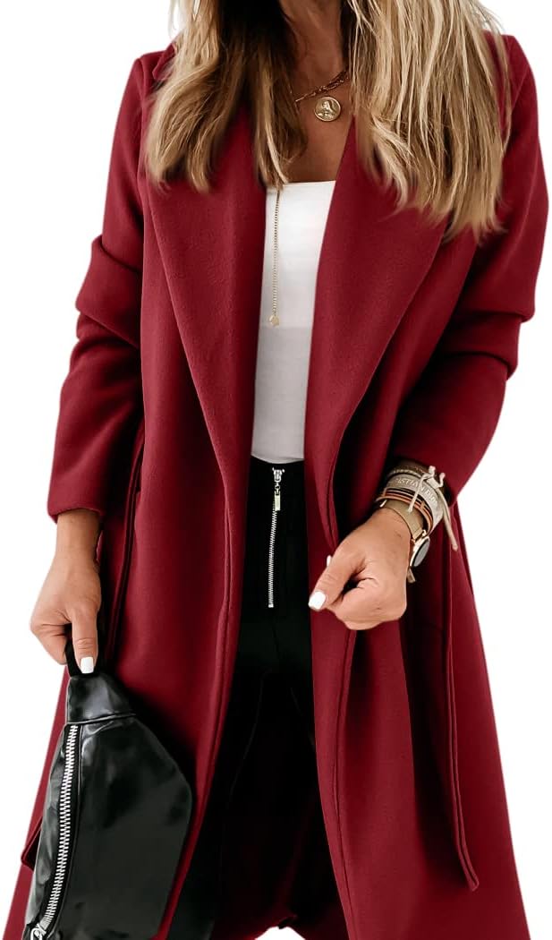 Damen Mantel Elegant Reverskragen Offen