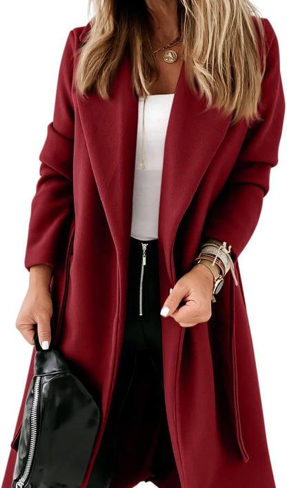 Damen Mantel Elegant Reverskragen Offen