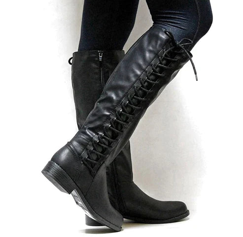 Stylische Lederstiefel Schnürsenkel - IdealeKleiden