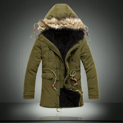 Herren Parka Jacke Gefüttert Abnehmbarer Fellkragen - IdealeKleiden