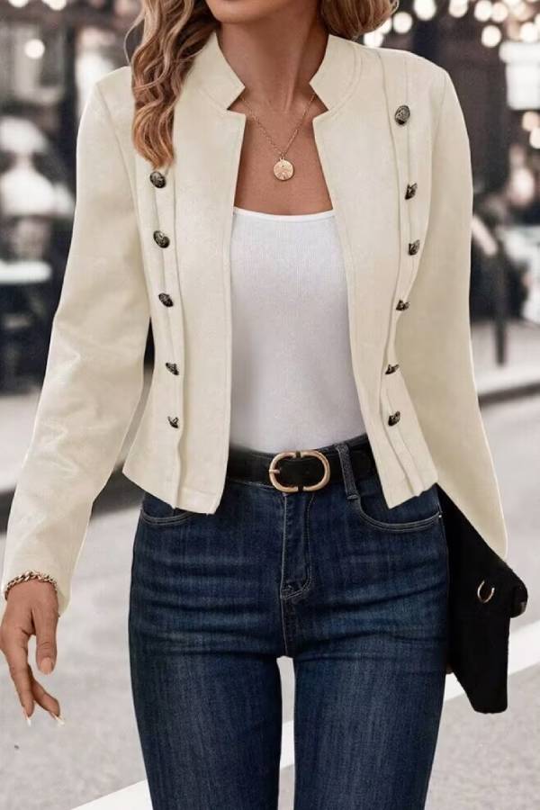 Modische Offene Jacke mit Knopf und Kragen