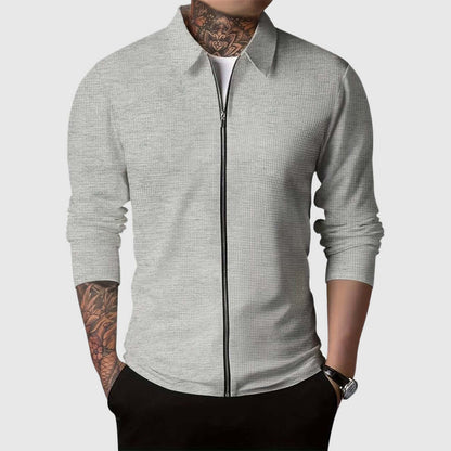 Herren Waffelstrick Jacke Warm Zip Up
