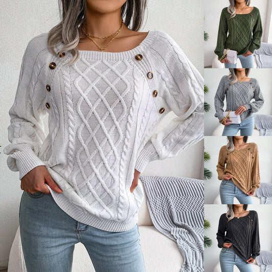Stylischer Pullover Quadratausschnitt Modern - IdealeKleiden