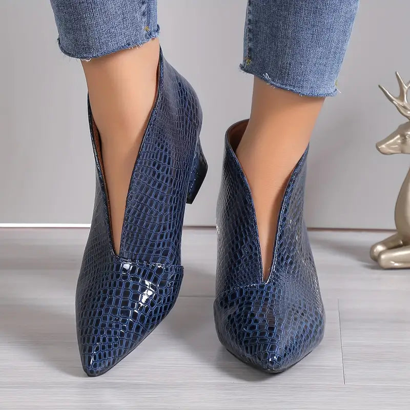 Glänzende Stiefeletten Croco Muster Elegant