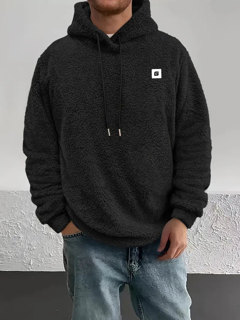 Kuschel Pullover Männer Flausch Kapuze - IdealeKleiden