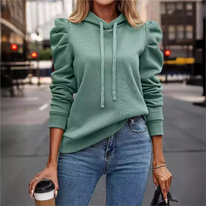 Stylische Hoodie Rüschendekor Damen