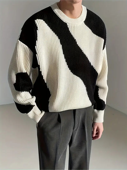 Herren Pullover Wellenmuster Farbenfroh - IdealeKleiden