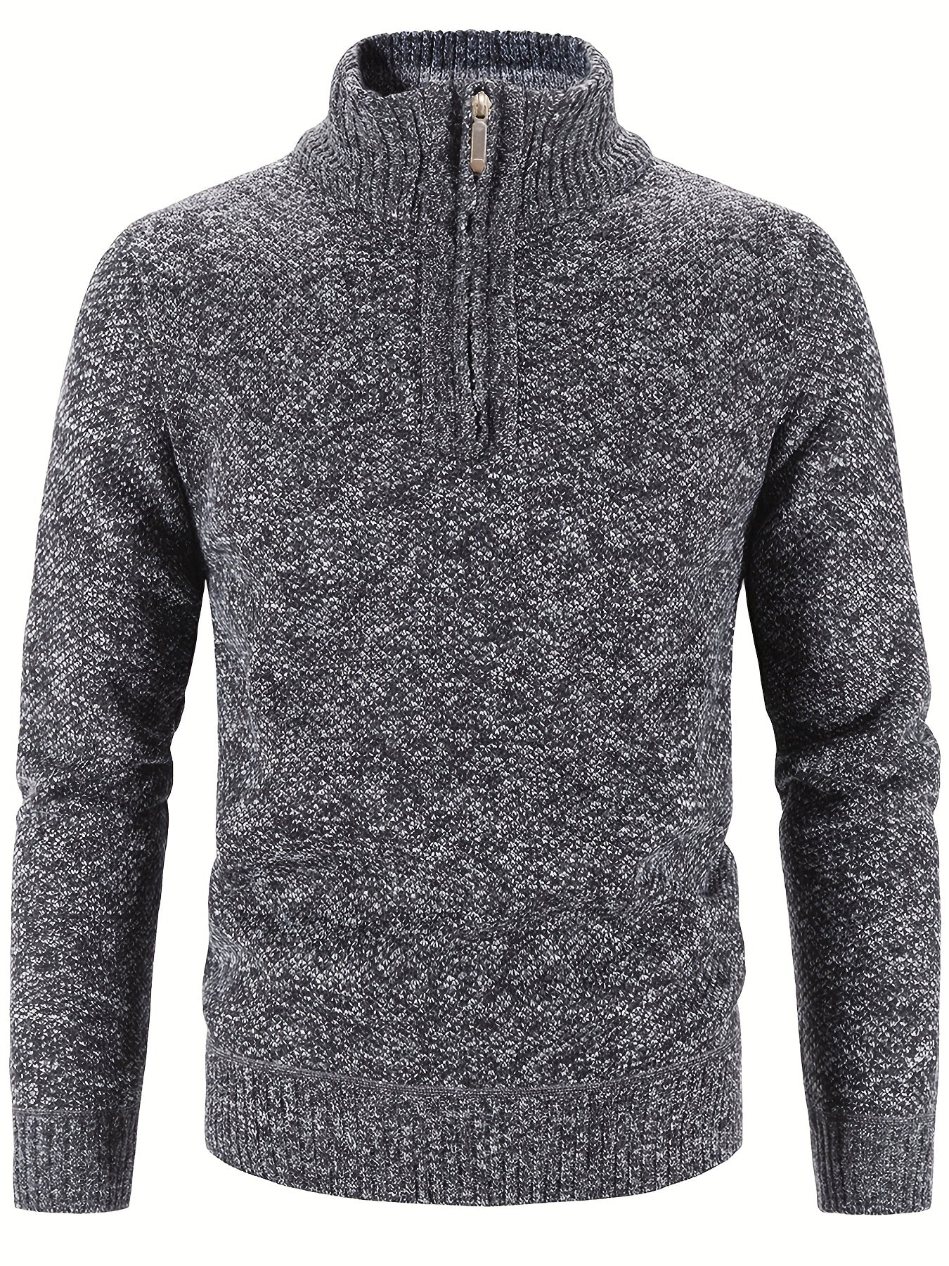 Herren Strickpullover Hochkragen Viertelzipper