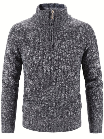 Herren Strickpullover Hochkragen Viertelzipper