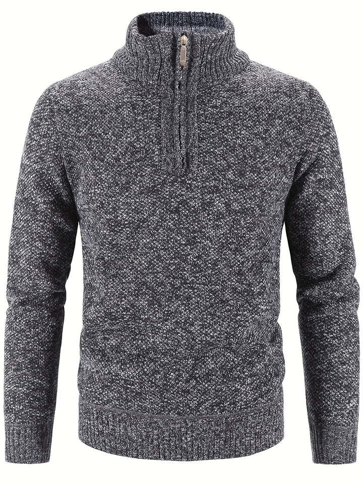Herren Strickpullover Hochkragen Viertelzipper