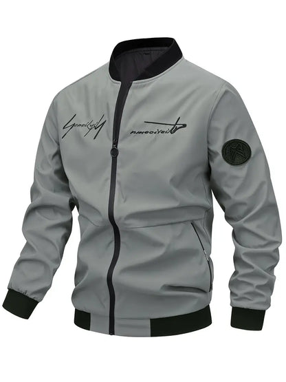 Herren Lederjacke Bestickt Elegant