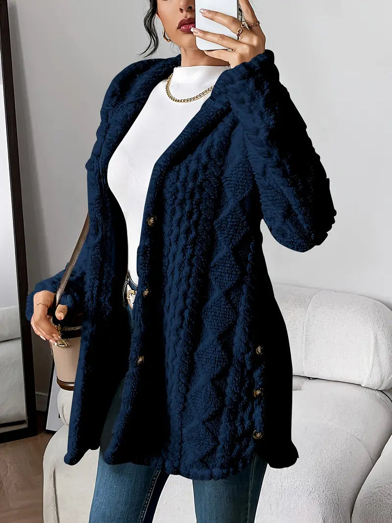 Winterjacke Damen Lang Kapuze Knöpfe