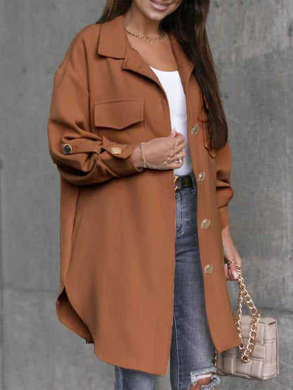 Lange Damenjacke Modern Wollkragen