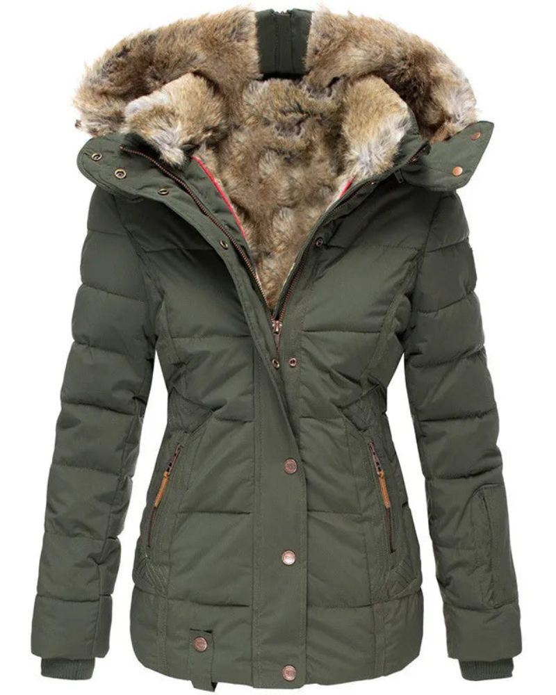 Wintermantel Damen Fellfüllung Warm