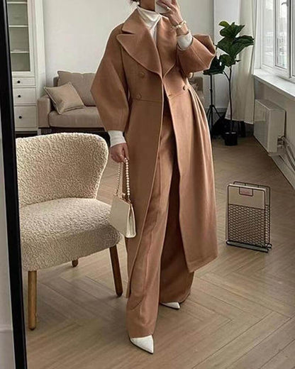 Elegante Damenmantel Lange Ärmel Winterstil