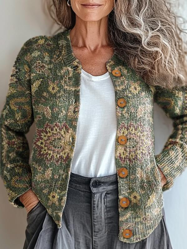 Naturjacke Muster Blumen Frauen - IdealeKleiden