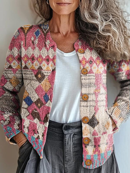 Stylische Boho Jacke Geometrisches Muster - IdealeKleiden