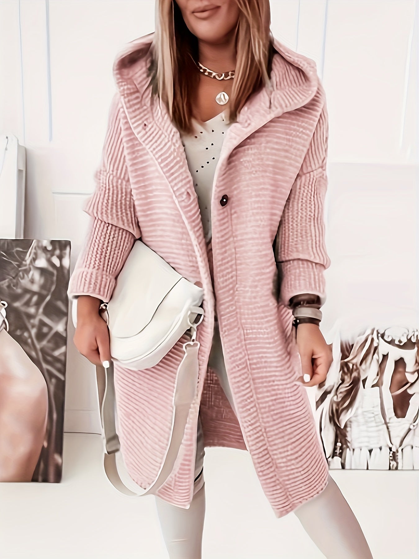 Damen Kaschmir Cardigan Kapuzenpullover Luxus