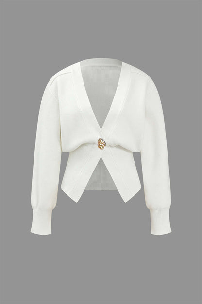 Damen Pullover Cardigan V-Ausschnitt Modern