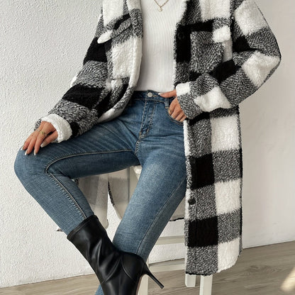 Damen Wintermantel Oversized Karomuster