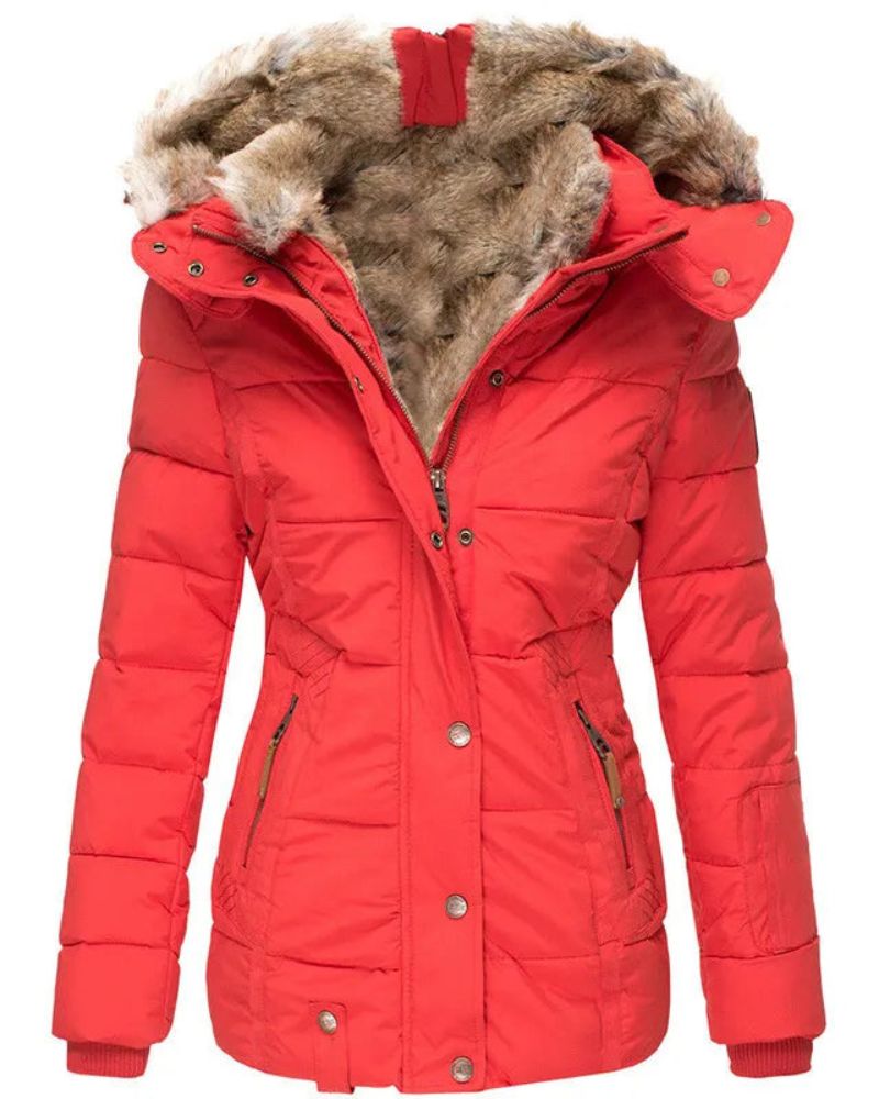 Wintermantel Damen Fellfüllung Warm