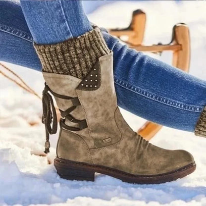 Modische Winterstiefeletten Zum Schnüren Elegant