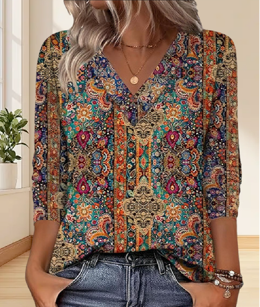 Elegante Damenbluse mit Chic Muster - IdealeKleiden