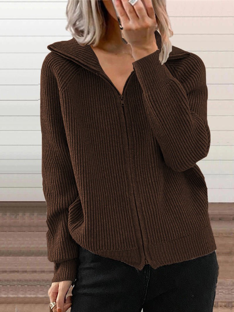Warme Strickjacke Dicke Baumwolle Reißverschluss