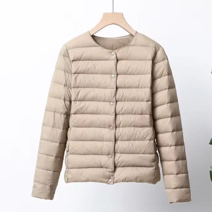 Leichte Daunenjacke Slim Fit Knopfverschluss Hüftlang
