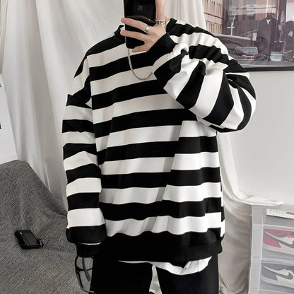 Herren Oversize Pullover Streifen Design