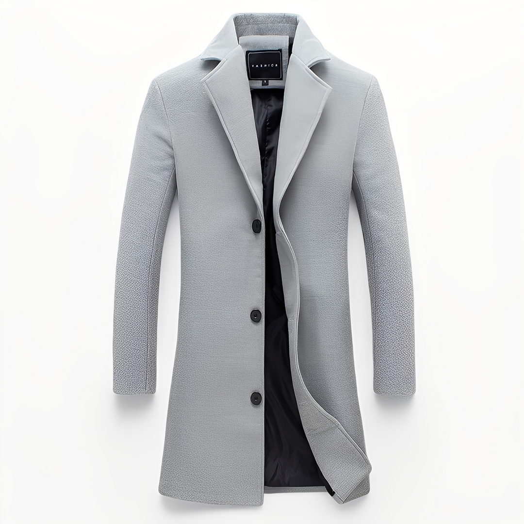 Eleganter Herren Wollmantel Formal Schwarz