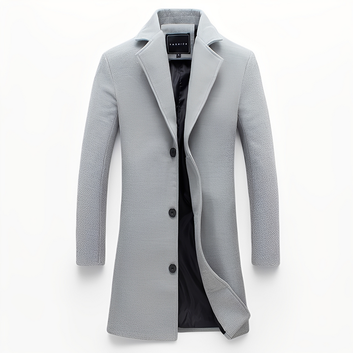 Eleganter Herren Wollmantel Formal Schwarz