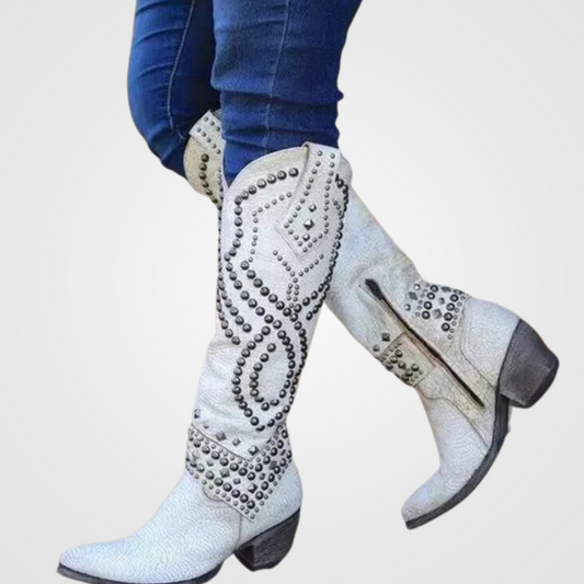 Stilvolle Stiefel Lange Nieten Boots - IdealeKleiden