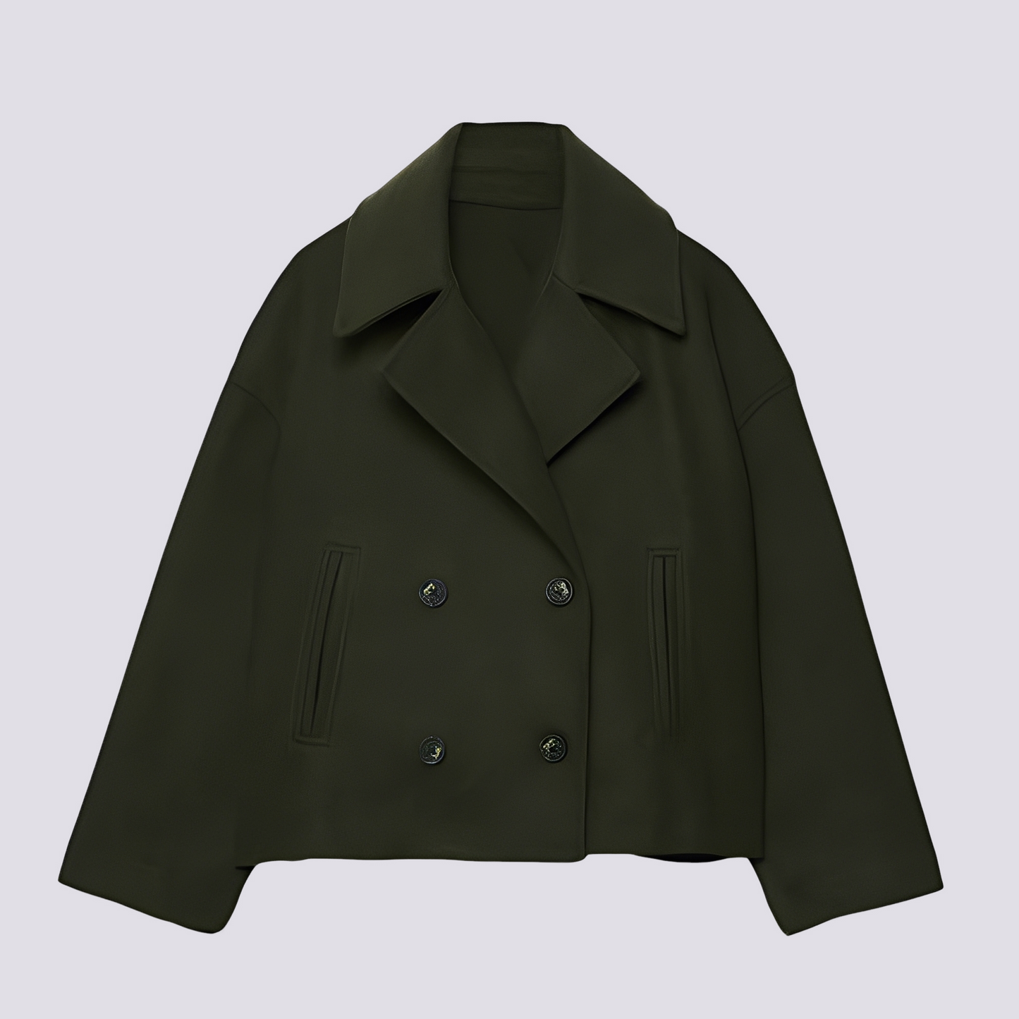 Stylische Damen Wolljacke Kurz Revers