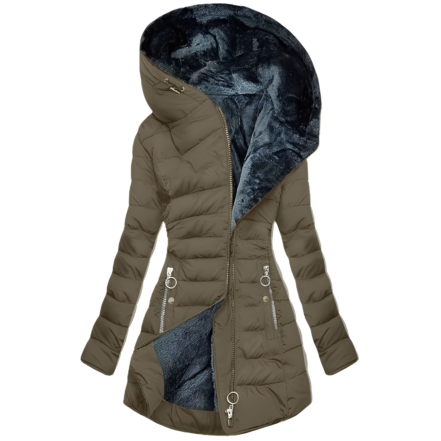 Warmes Winterkleid Frauen Plüschmantel Kapuze
