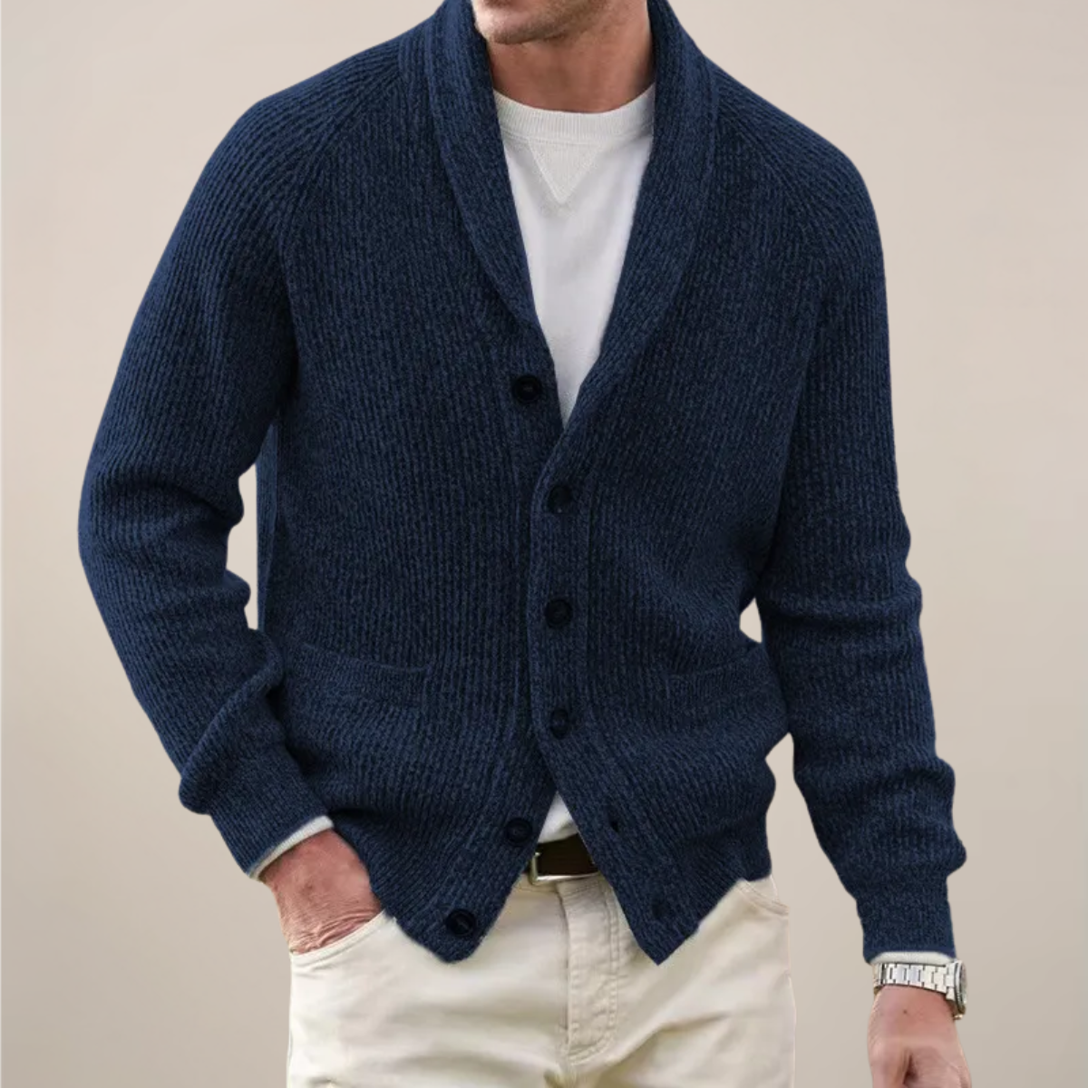 Herren Strickjacke Frühling Modern Schalkragen - IdealeKleiden