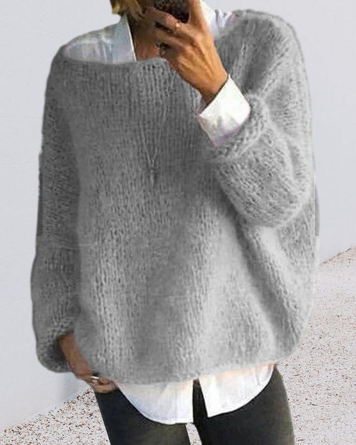 Stylischer Pullover Farbiger Kragen