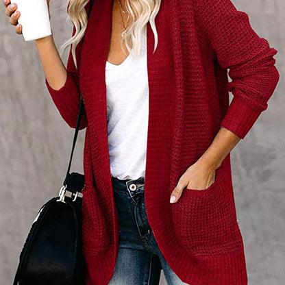 Weiche Strickjacke Lockere Fit Offene Front Taschen