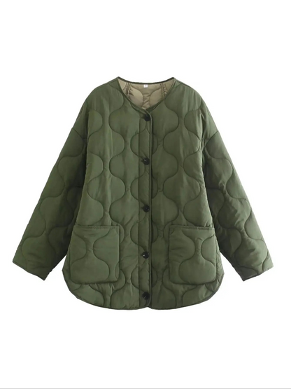 Oversized Steppjacke Olivgrün Winterstil