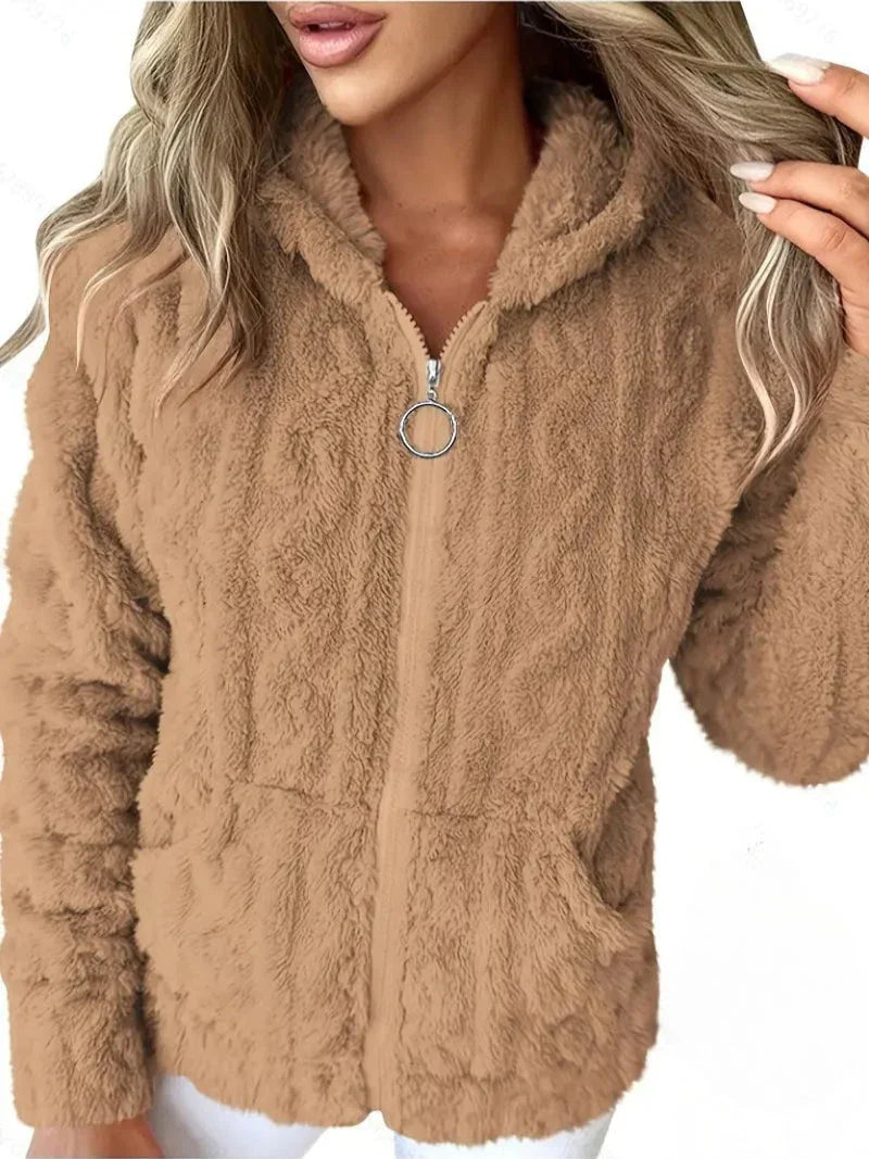 Klassischer Langarm Pullover mit Kapuze und Reißverschluss