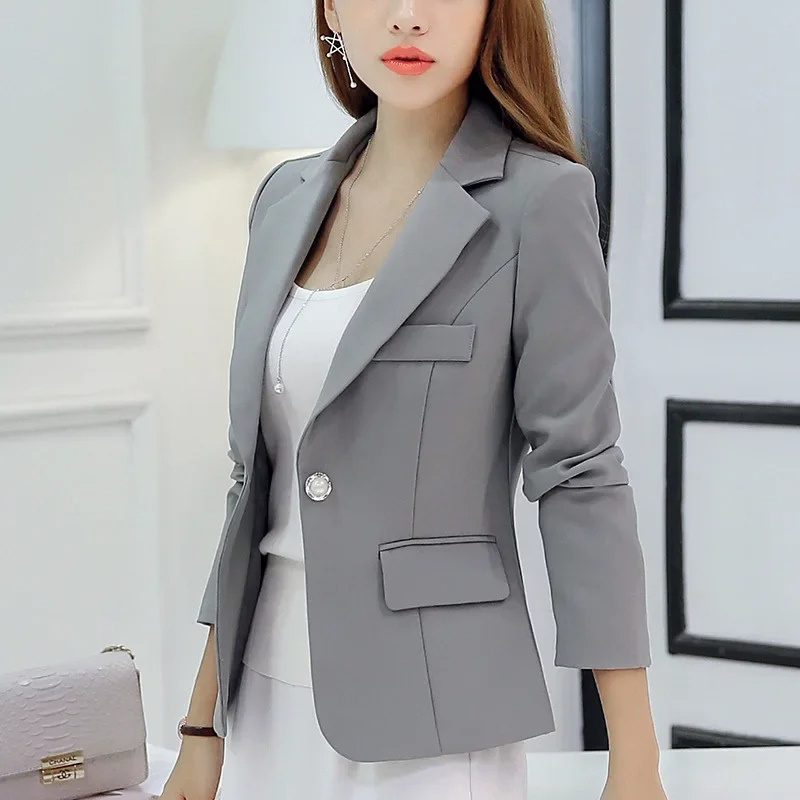 Damen Blazer Elegant Taillierte Form Ein-Knopf-Design - IdealeKleiden