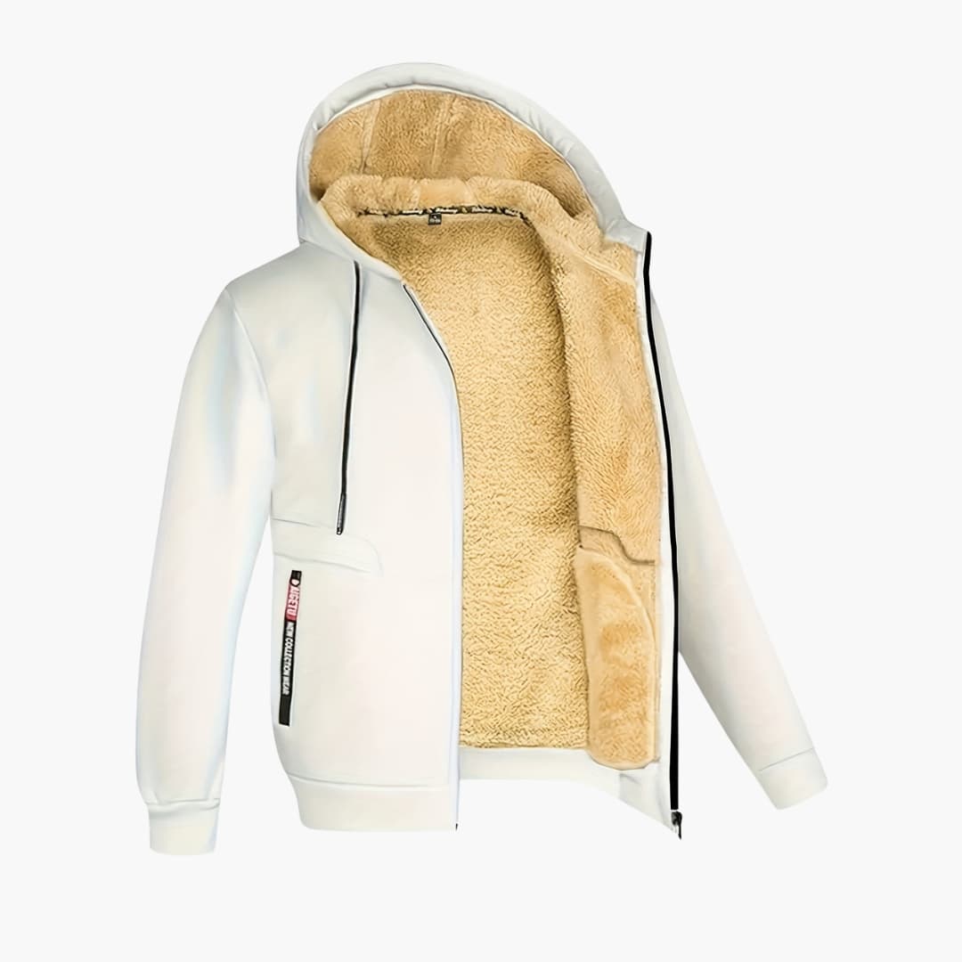 Gemütliche Herrenjacke Fleecegefüttert Kapuze Warm