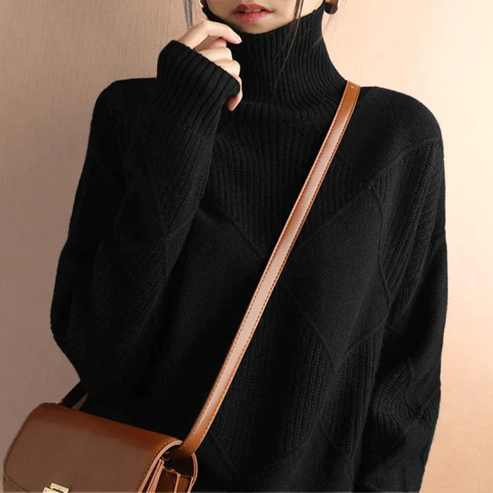 Valentina - Wollpullover Hochkragen Damen - IdealeKleiden
