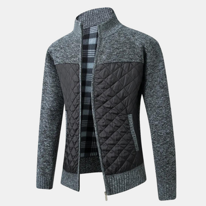 Herren Strickjacke Stehkragen Eleganz