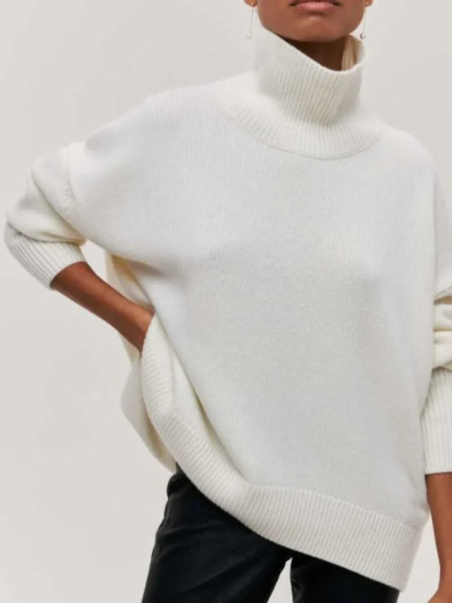 Großer Strickpullover Damen Stehkragen Modisch