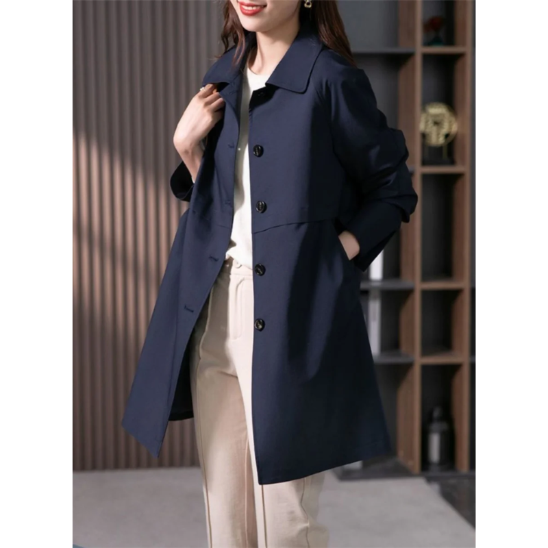 Eleganter Trenchcoat Damen Tailliert Klassisch - IdealeKleiden